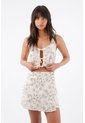 Tennis Falda Corta Para Mujer En  Marfil Fit Evasé Con Calado Floral de Tennis