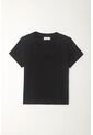 Tennis Camiseta Básica Cuello En V Negra Para Mujer de Tennis