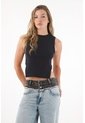 Tennis Camiseta Manga Sisa Con Espalda Crop Negra Para Mujer de Tennis