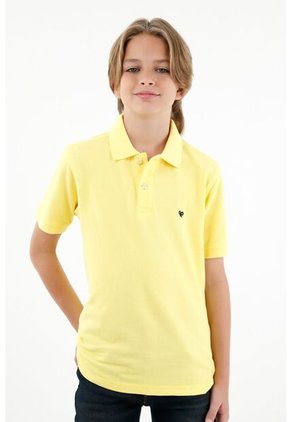 Polo Amarilla Con Raqueta Bordada Para Niño