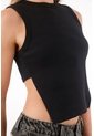 Tennis Camiseta Manga Sisa Con Espalda Crop Negra Para Mujer de Tennis