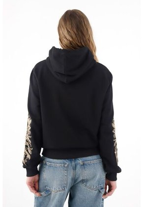 Tennis Buzo Amplio Con Cordón Y Bordados Negro Para Mujer