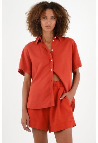 Camisa Manga Corta  De Botones Para Mujer Tennis