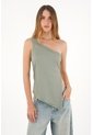 Tennis Camiseta En Rib De Un Solo Hombro Verde Para Mujer de Tennis