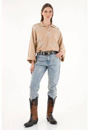 Buzo Tipo Polo Con Bordados Para Mujer