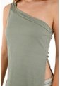 Tennis Camiseta En Rib De Un Solo Hombro Verde Para Mujer de Tennis