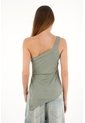Tennis Camiseta En Rib De Un Solo Hombro Verde Para Mujer de Tennis
