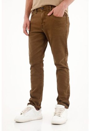 Pantalón Recto Cinco Bolsillos Café Para Hombre