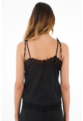 Tennis Camisa Negra De Tiras Ajustables Para Mujer