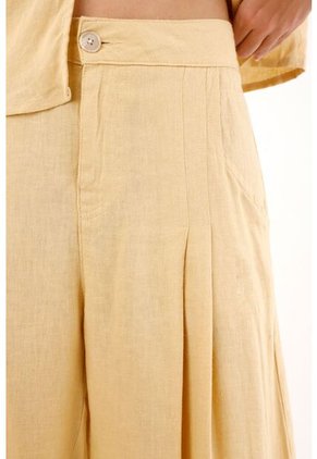 Tennis Pantalón Wide Leg De Tiro Alto Amarillo Para Mujer