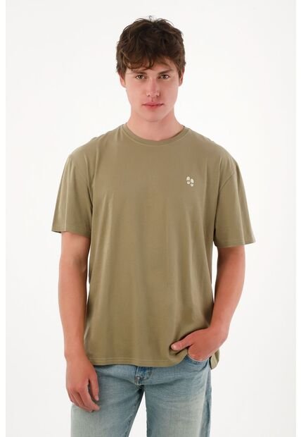 Tennis Camiseta Básica Estampada En Espalda Verde Para Hombre