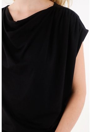 Tennis Camiseta Con Drappeado Negra Para Mujer