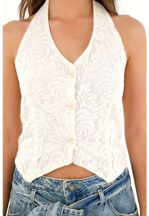 Tennis Chaleco Crudo En Encaje Para Mujer