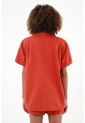 Camisa Manga Corta De Botones Para Mujer