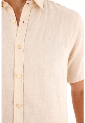 Camisa Manga Corta En 100% Lino Crudo Para Hombre