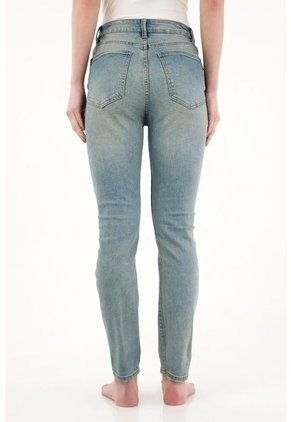 Tennis Jean Jegging Tiro Alto Azul Para Mujer