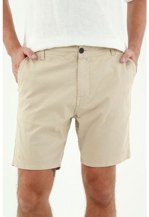 Bermuda Café Bordada Para Hombre
