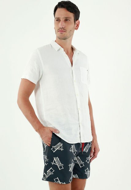 Pantaloneta De Baño Azul Estampada