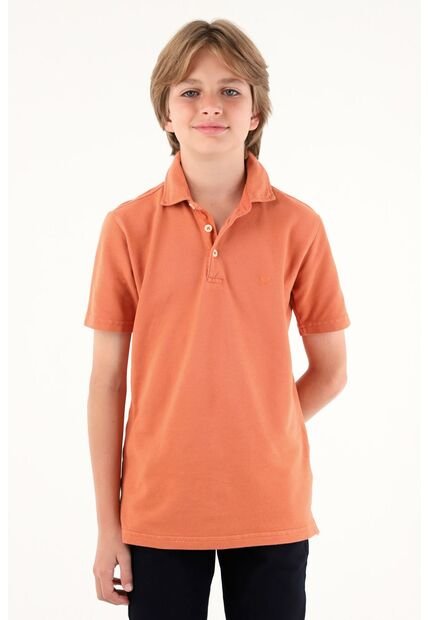 Polo Naranja Manga Corta Para Niño