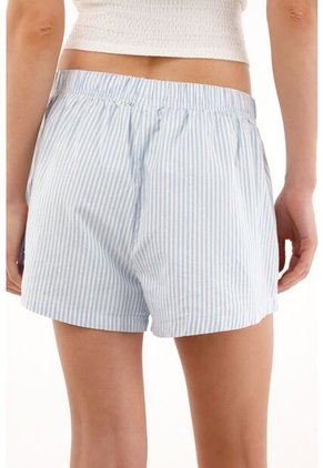 Tennis Bermuda Corta Azul A Rayas Para Mujer