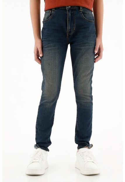 Jean Slim Tiro Medio Azul Oscuro Para Niño