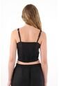 Tennis Camisa Crop De Tiras Bordada Negra Para Mujer de Tennis