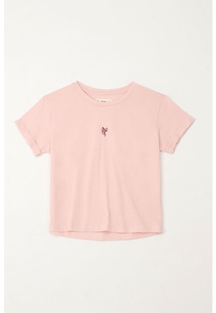 Camiseta Básica Estampada Rosada Para Niña