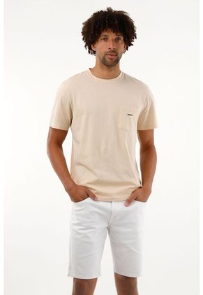 Camiseta Crudo Con Bolsillo Delantero Para Hombre