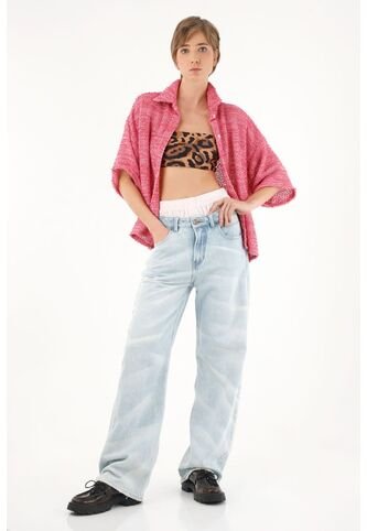 Camisa Rosada En Tela Tipo Tweed Para Mujer Tennis