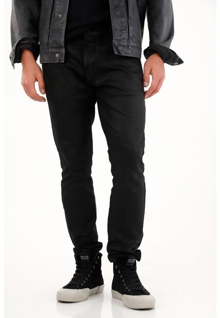 Tennis Jean Skinny Con Efecto Resinado Negro Para Hombre
