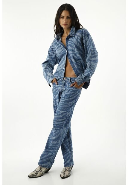 Chaqueta Estampada Azul Para Mujer