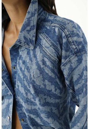Chaqueta Estampada Azul Para Mujer