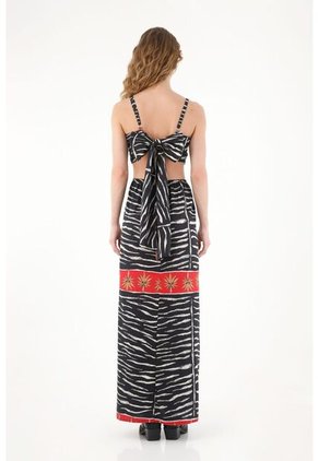 Tennis Vestido Largo Estampado Cut Out Para Mujer