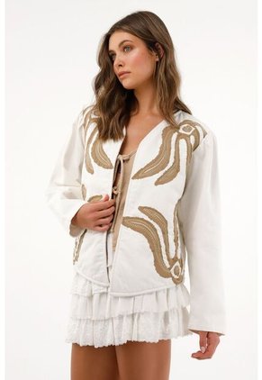 Tennis Abrigo Crudo De Silueta Amplia Con Bordado Para Mujer