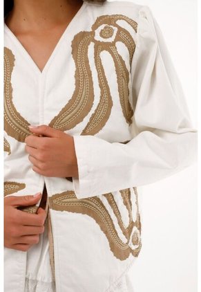 Tennis Abrigo Crudo De Silueta Amplia Con Bordado Para Mujer