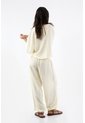 Tennis Pantalón Para Mujer De Viscosa Marfil Fit Relajado Con Textura Crinkle de Tennis