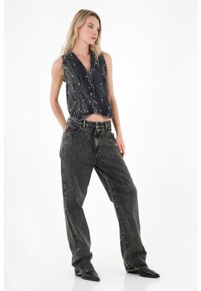 Tennis Chaleco Negro Con Mini Apliques Para Mujer