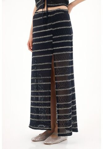 Tennis Falda Larga Tejida Con Diseño A Rayas Para Mujer Tennis