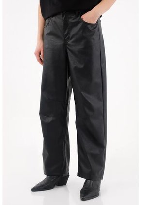 Tennis Pantalón En Cuero Sintético Negro Para Mujer