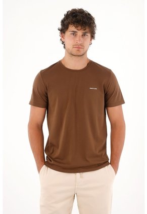 Tennis Camiseta Jersey Con Mini Estampado Café Para Hombre