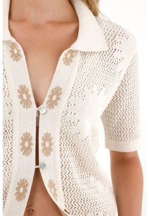 Tennis Camisa Crudo Tejida Con Diseño De Flores Para Mujer