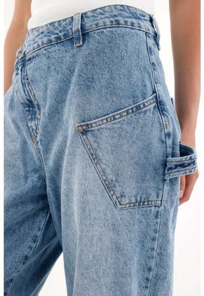 Tennis Jean Slouchy Tiro Bajo Con Jota Asimétrica Para Mujer