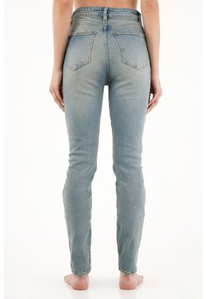 Tennis Jean Super Slim Tiro Medio Azul Para Mujer
