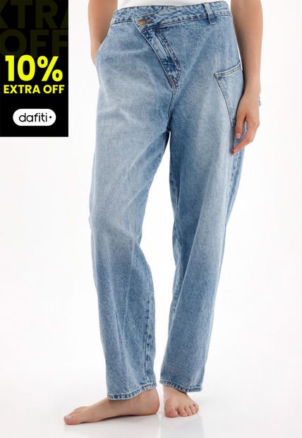 Jean Slouchy Tiro Bajo Con Jota Asimétrica Para Mujer