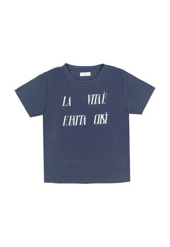 Camiseta Azul Con Estampado De Letras Para Mujer Tennis