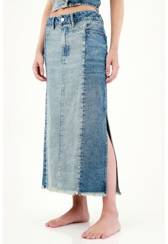 Tennis Falda Con Ruedo Desflecado Azul Para Mujer Tennis