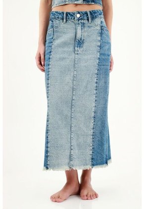 Tennis Falda Con Ruedo Desflecado Azul Para Mujer