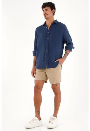 Tennis Camisa Azul Manga Larga Para Hombre