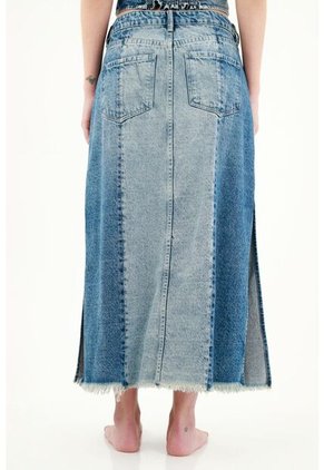 Tennis Falda Con Ruedo Desflecado Azul Para Mujer