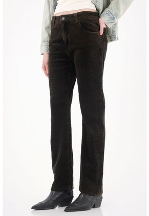 Tennis Jean Recto En Corduroy Con Efecto Vintage Negro Para Mujer